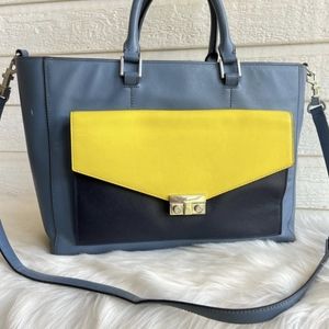 TORY BURCH Robinson Color block Laptop Tote Shoulder Bag Satchel